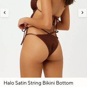 FRANKIES BIKINIS Halo Satin String Bikini Bottom color Bambi